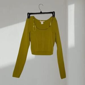 Happily Grey Babydoll Knit Top – Chartreuse Green (Women’s Medium)